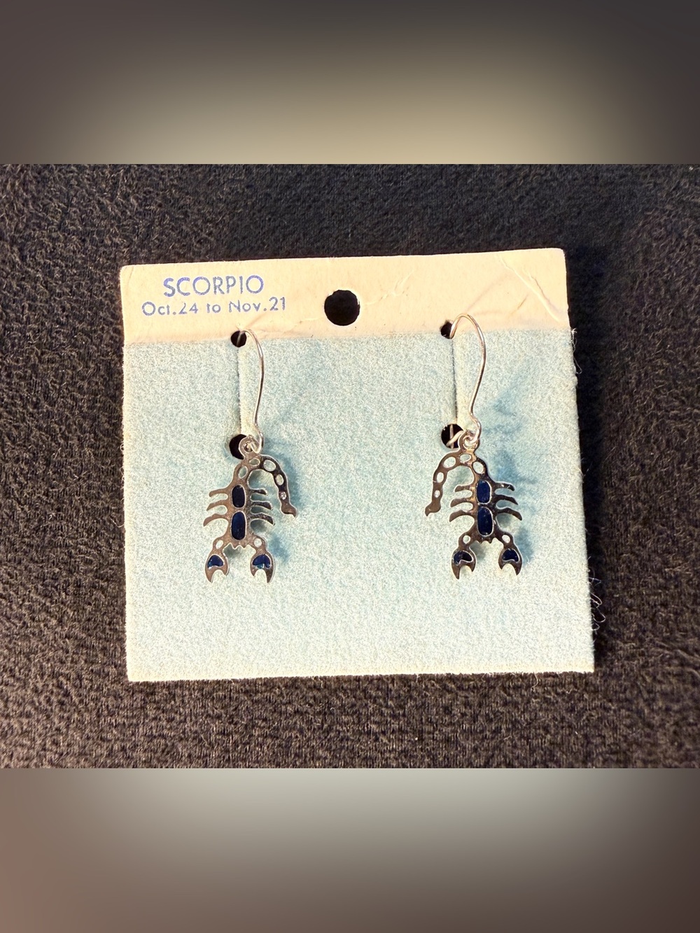 Vintage 1960s/1970s Silver Tone Lightweight Scorpio Zodiac Dangle Earrings
